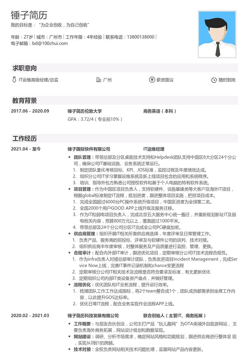 it简历模板免费下载(较为简单的it简历模板)